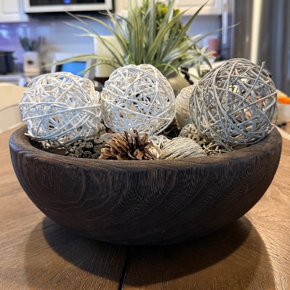 Hobby Lobby Decorative Bowl with White and Brown Accents - Picture 2 of 6